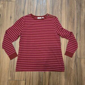 515. d&co Denim + Company Pink Burgundy Striped Long Sleeve Top Size Med. EUC